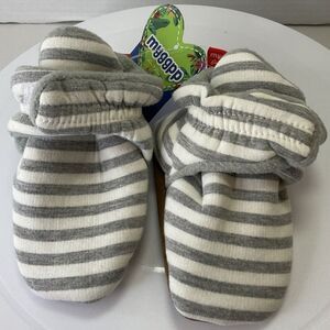 MYGGPP White/Grey Striped booties Soft Leather‎ Sole Infant Baby 0-6 month